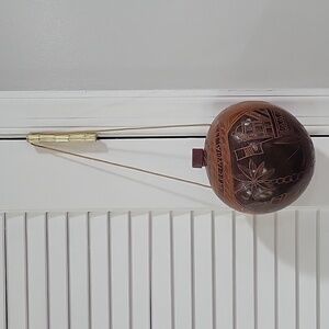 Cartagenas De Indias, 1977 Vintage Indonesian Carved Hanging Gourd With Rope